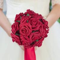 25pcs Rosas Artificiales Rojas Con Tallo Para Decoración De Bodas Y Fiestas De San Valentín Flores Artificial PE Para DIY - details 8