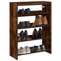 vidaXL Zapatero madera contrachapada 60x25x81 cm en color Roble ahumado/Roble Sonoma/Negro y más - details 0
