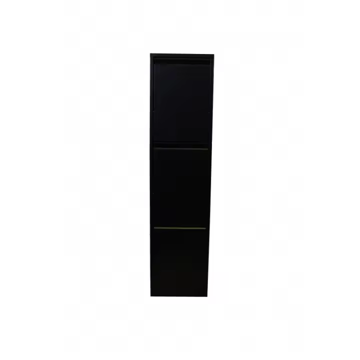 Papelera de reciclaje vertical de 3 cubos apertura individual negra - 1