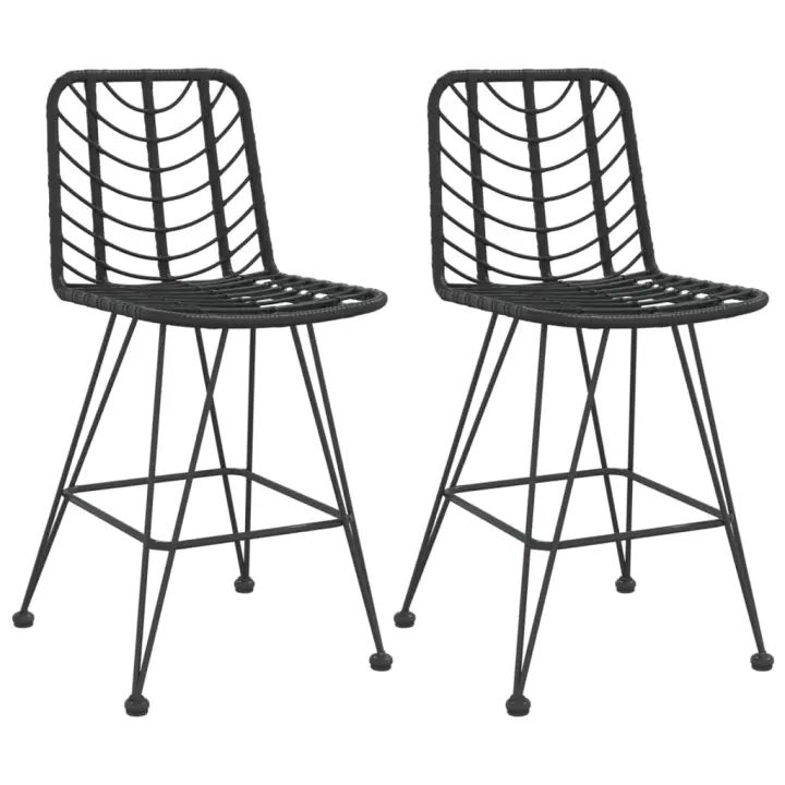 vidaXL Taburetes de Exterior, jardín, cocina 2 uds ratán PEacero 45x56x103,5 cm - 1