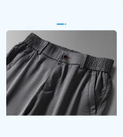 Pantalones Casuales Para Hombre De Fibra De Bambú Verano Transpirables Elásticos Slim Straight Negro Gris Cierre De Cremallera - details 19