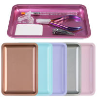 Plato De Almacenamiento De Cosméticos De Acero Inoxidable Cuadrado Para Arte De Uñas Y Manicura Con Tweezers Cuchillas Y Bolígrafos Contenedor De Dishes Para Uñas Falsas - details 0