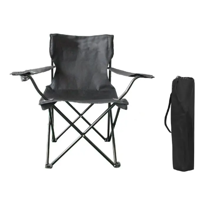 Silla acampana plegable silla pesca playa camping comedor exterior con reposabrazos portavasos de malla blosa lateral resistente 50x50x80cm - 1