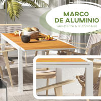 Outsunny Mesa de Jardín Extensible Mesa de Comedor Exterior Rectangular Mesa de Terraza para 6 Personas con Marco de Aluminio Efecto de Madera Carga 50 kg 180/240x94x73 cm Marrón - details 5