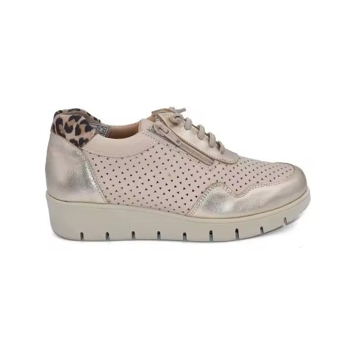 Chamby|Zapatillas piel beige y platino|Mujer Piel Microfibra transpirable y termoreguladora Textil, extraible, efecto memoria y antibacteriano - 1