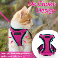 ATUBAN Juego De Correa Y Arnes Para Gato Estilo Elegante Y Antirrueda Ajustable Transpirable Con Encaje Reflectante Para Mascotas - details 2