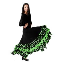 Falda Profesional de Lunares para Baile Danza Flamenco o Sevillanas para Mujer con 3 Volantes Lunares en  4 Colores Disponibles - details 2