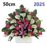 Centro de Flores para Cementerio Gerimport - Ramos de Flores para Todos los Santos - Flores Artificiales de Tela - Ancho 50cm - Alto 40cm - Personalizar Color y Medida - details 0