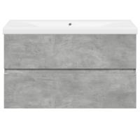 vidaXL Set muebles de baño 2 piezas madera contrachapada gris hormigón - details 2