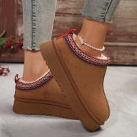 Botas De Chelsea Para Mujer Diseñador Nuevas Invierno Con Pelo Corto Y Algodón Plush Suela De Goma Tacón Plano Con Plataforma Botines De Punta Redonda - details 1