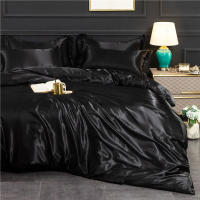 Juego De Cama Nórdico De Seda Con Fundas De Almohada Y Sábana De Lujo Para Pareja Individual Doble Verano Textil Sólido - details 19