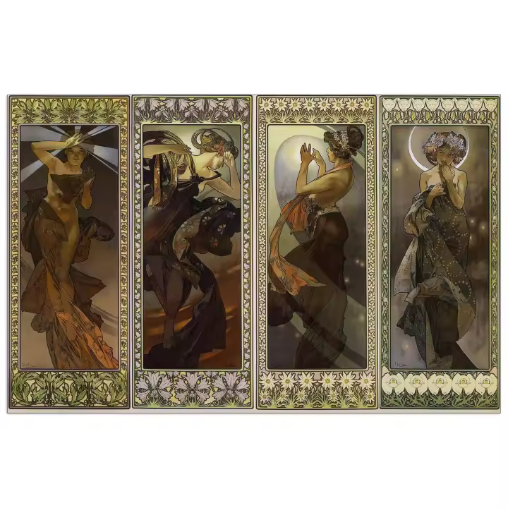 Panel decorativo del museo, Listo para Colgar. Mucha-La Luna y las Estrellas-Cm 70x45 - 1