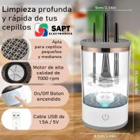 Limpiador Electrónico Iónico SAPT para Brochas de Maquillaje  Limpieza Profunda y Rápida  Para Todos los Tamaños  Sistema Rotatorio Automático  Portátil y Ergonómico  Fácil de Usar  Elimina Residuos y Bacterias  Herramienta Ideal para el Hogar ? - details 2