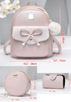 Mochila De Cuero Sintético Rayada Kawaii 3pcs/set Cierre De Cremallera Preppy Estilo Universitario Para Mujer Viajes Casuales Comunicación Diaria - details 2