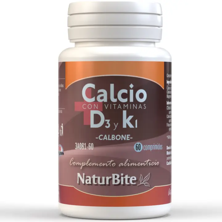 NaturBite Calbone - Calcio con Vitaminas D3 y K1 para una salud ósea y dental óptima de forma natural - 1
