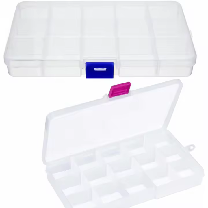 2pcs Caja Almacenaje Plastico Transparente Cajas Organizadoras con Compartimentos Organizador Pendientes Ajustable Organizador Tornillos para Pequeños Artículos - 1
