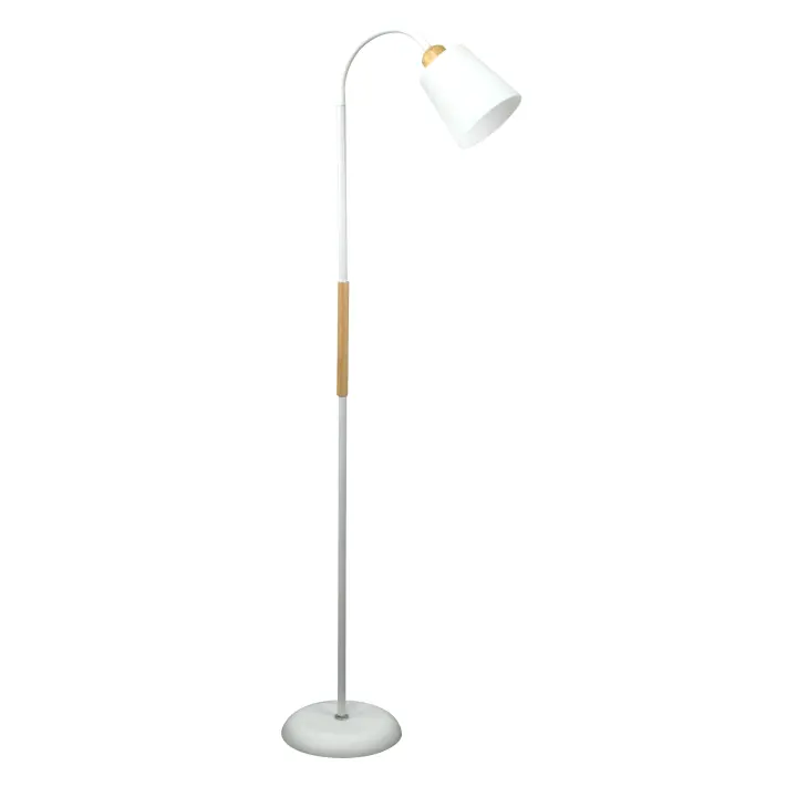 BEL AIR HOME - Pie de Salón SWEDEN - 1xE27 - diseño nórdico - brazo orientable y detalles en madera - lámpara de lectura y comedores, portalámparas E-27 - 1