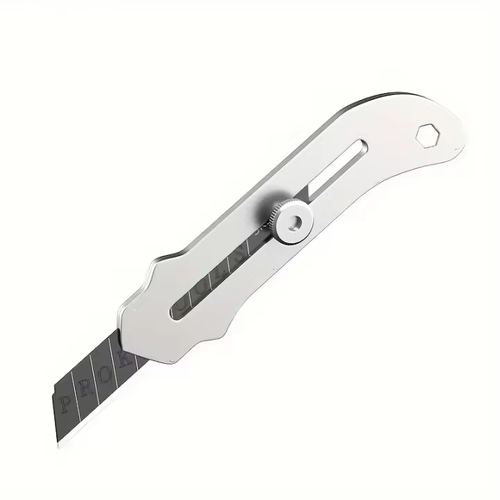 Cuchillo De Utilidad De Acero Inoxidable Resistente Con Soporte De Cierre Manual Para Corte Rápido Y Duradero Para Papel - 1