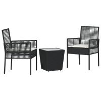 Conjunto Bistro de Jardín de 3 Piezas con Cojines en Ratan Sintético Negro - details 1