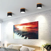 Lámpara De Techo Moderna LED Pequeña Con Decoración De Madera Redonda Iluminación Interior Creativa Para Pasillo Balcón Oficina - details 1