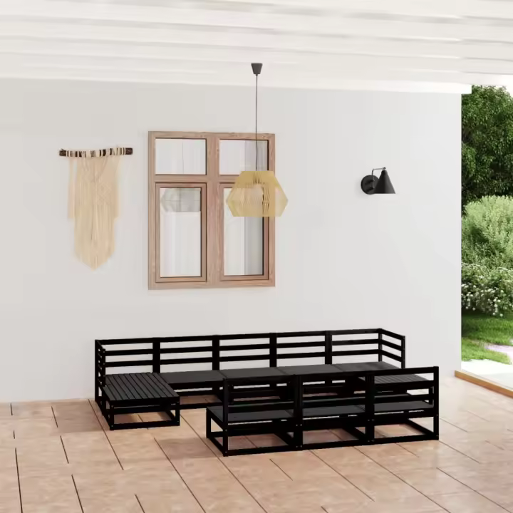 vidaXL Juego de muebles de jardín 10 piezas madera maciza de pino - 1