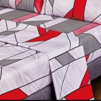 Juego de Sábanas Abstractas con Rayas Rojas, Lila y Negras - Diseño Geométrico Moderno | 3/4 Piezas (Sábana Ajustable + Funda Nórdica + 1-2 Fundas Almohada) | Tallas 90/135 cm (3pz) y 150 cm (4pz) | Tejido Poliéster Ultra Suave Antipilling - details 2
