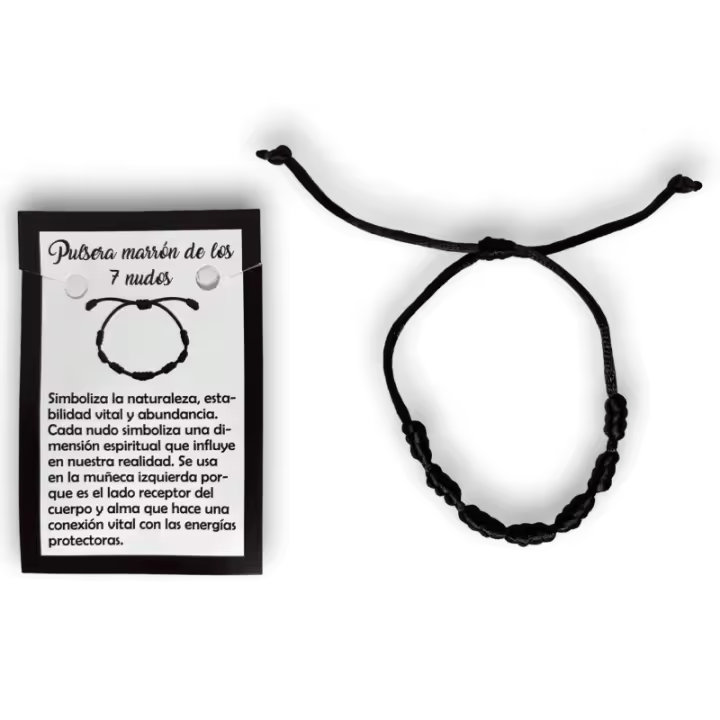 Pulsera 7 Nudos Cuerda Marrón - HOSTENATURA Naturaleza, Estabilidad Vital y Abundancia - 1