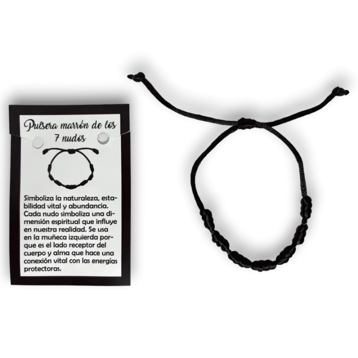 Pulsera 7 Nudos Cuerda Marrón - HOSTENATURA Naturaleza, Estabilidad Vital y Abundancia - 1