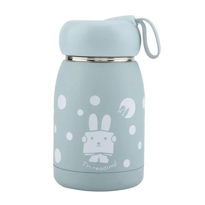 Mini Termo de Acero Inoxidable Taza de Viaje Ligera para Niños Botella de Té de Conejo 320ml - 1