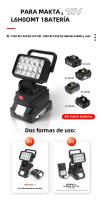 Luz De Trabajo LED Para Batería Makita 18V Luz De Emergencia Portátil Farol Para Camping Lámpara De Inundación - details 1