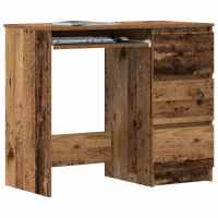 vidaXL Escritorio de madera contrachapada 90x45x76 cm en color Blanco/Blanco brillante/Gris hormigón y más | estructura resistente ideal para salón dormitorio o estudio - details 4
