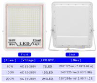 Reflector LED 200W 100W 50W IP66 Impermeable 85-265V Luz De Inundación Exterior Para Jardín Luz De Escenario Moderna - details 1