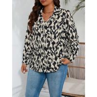 Camisa Larga De Manga Para Mujer Talla Grande Con Estampado Casual Y Moda Cuello En V Ajuste Regular Polyester Verano/Otoño - details 0