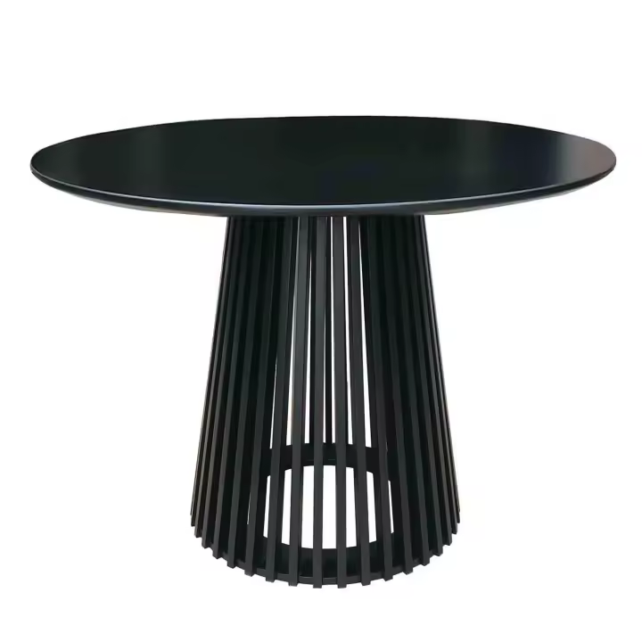 Lúzete - Mesa De Comedor Madera Negra ø100 Cm Nerea  Mdf - 1