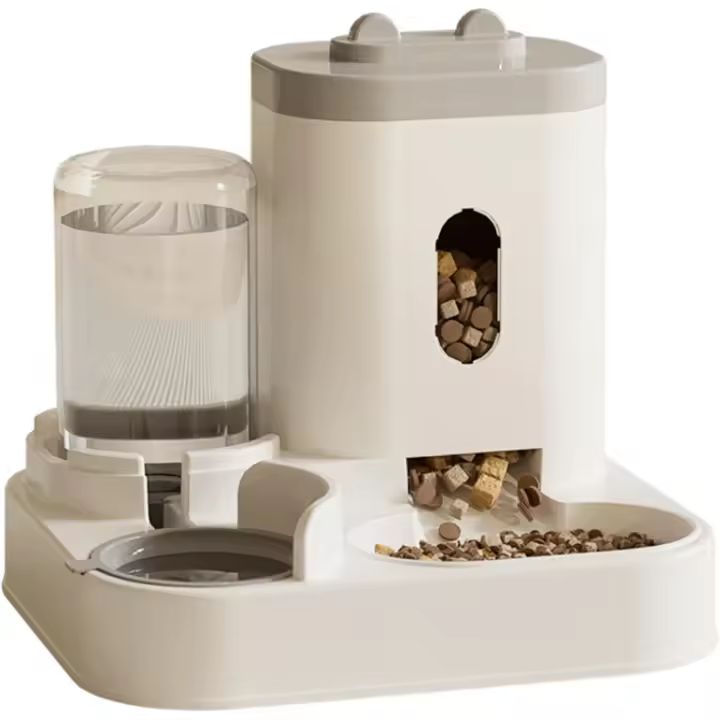 Dispensador de comida para gatos, comedero y dispensador de agua para gatos, 2 en 1, comedero y bebedero automático para gatos, juego de cuencos de comida y agua para gatos desmontables - 1
