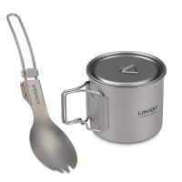 Lixada Juego De Cocina Ultraligero De Titanio 300ml/350ml/420ml/550ml/650ml/750ml Con Cuchara Plegable Para Camping Incluye Vaso Y Comedor - details 9