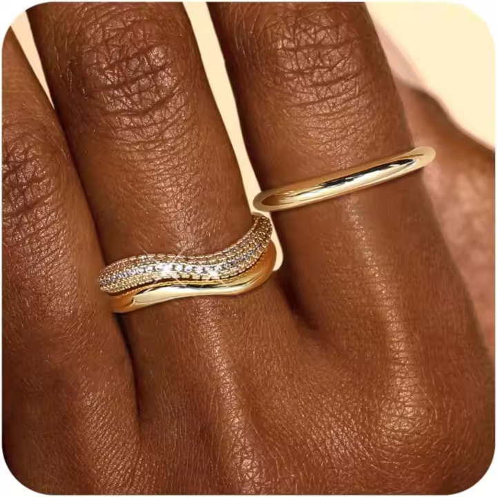 Gold 14 Quilates anillos Pulgar Zirconia Cúbica Moda para Mujer - 1