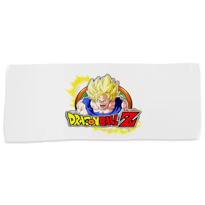MERCHANDMANIA TOALLA MEDIANA GIMNASIO ABSORBENTE logo personaje son goku gokuh super guerrero z serie peleas suave con bolsita - 1