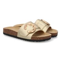 PuntoSalao Sandalias planas cómodas bio en pala para mujer color oro VR5-1757 - details 0