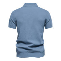 POLO de punto con solapa para hombre, versátil, Color sólido Simple, manga corta, talla europea, novedad de verano 2024 - details 4