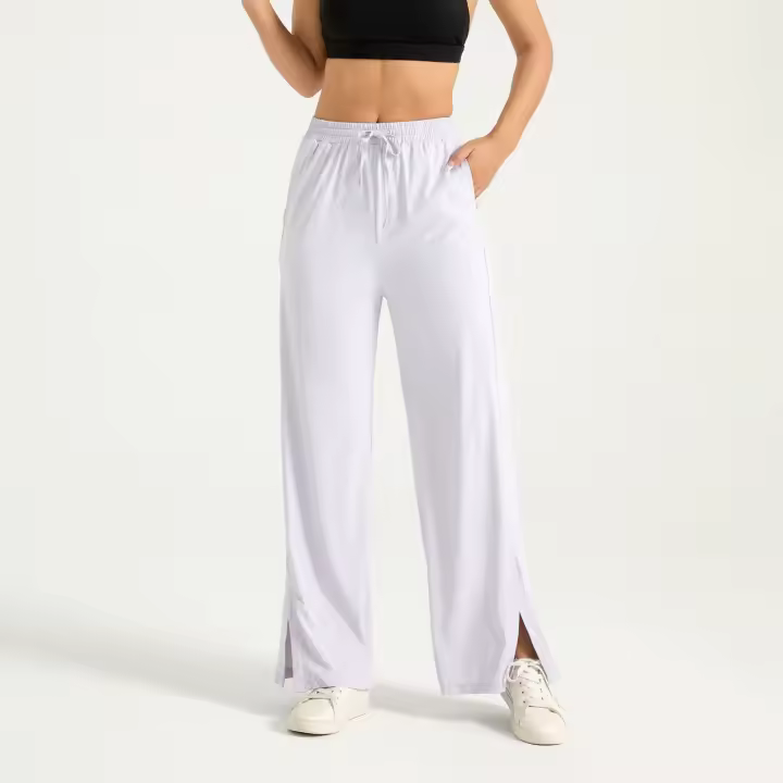 Pantalones anchos de cintura alta con protección solar para mujer, alta elasticidad, sensación nude, sensación de hielo, anti-UV, pantalones de chándal ligeramente acampanados - 1