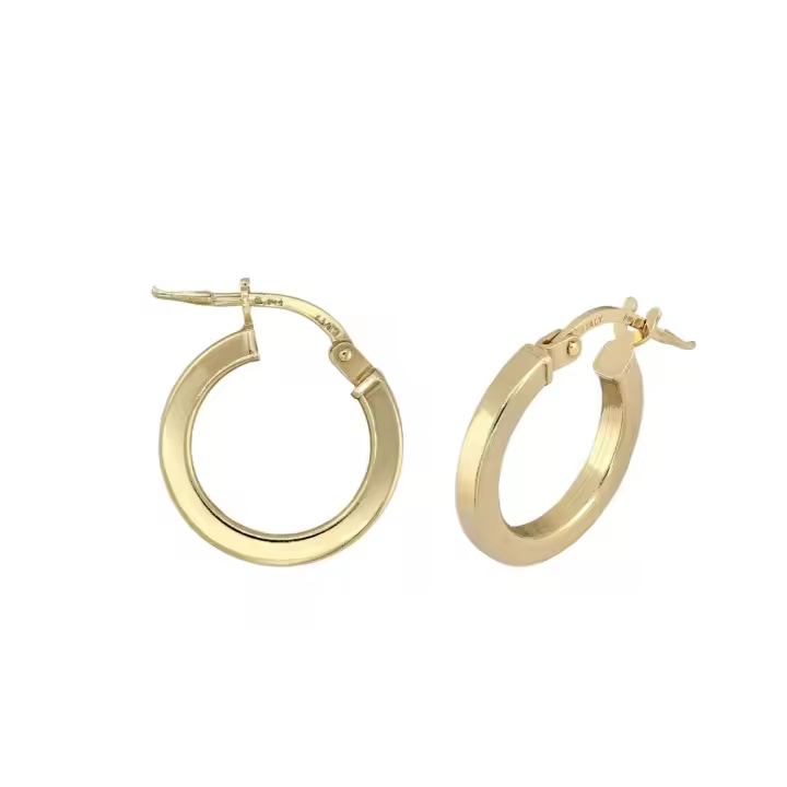 Aretes de Aro Clásicos, 14 mm, Dorados, Acero Inoxidable, 2 mm de Grosor, Ref: CHP119CRIP2X10F - 1