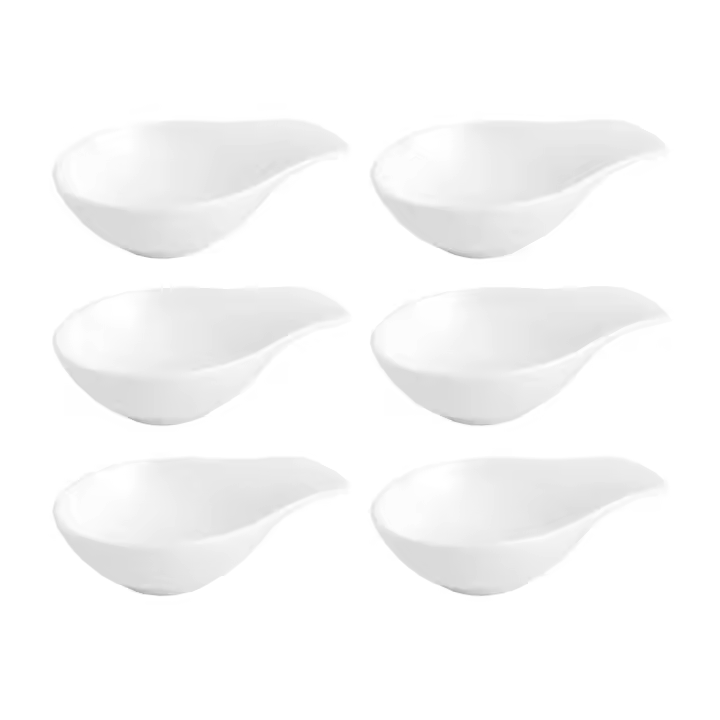Quid Chef - Set 6 Boles Porcelana Blanco Brillo - Resistente Al Uso Diario - Apto Microondas y Lavavajillas - 1