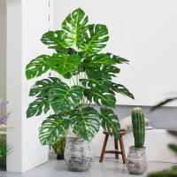 Arbusto De Monstera Artificial 70-100cm Hojas De Tortuga Verdes Plástico Simulación Alta Para Decoración De Jardín Oficina Interior - details 1