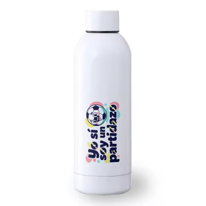 MERCHANDMANIA Bidón 500 ml acero inoxidable frase motivadora graciosa futbol cuerpo chiste deporte deportivo botella senderismo - 1