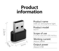 Luz LED USB Mini Para Interior De Coche Decorativa Neón Portátil Nocturna Plug And Play 1-5 Pack Luz De Emergencia - details 6
