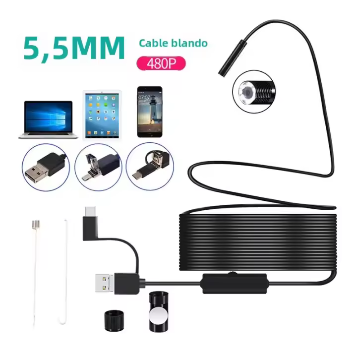 Cámara De Endoscopia USB-C Borescope Inspección Con 6 Luces LED Cámara Flexible Impermeable Para OTG Android Teléfono PC - 1