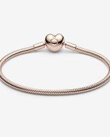 Pandora Pulsera chapada en oro rosa de 14 quilates con cierre de corazón 583050C00-21, 18 cm, Metal, Sin gemas GOLD ROSA 18CM - details 2