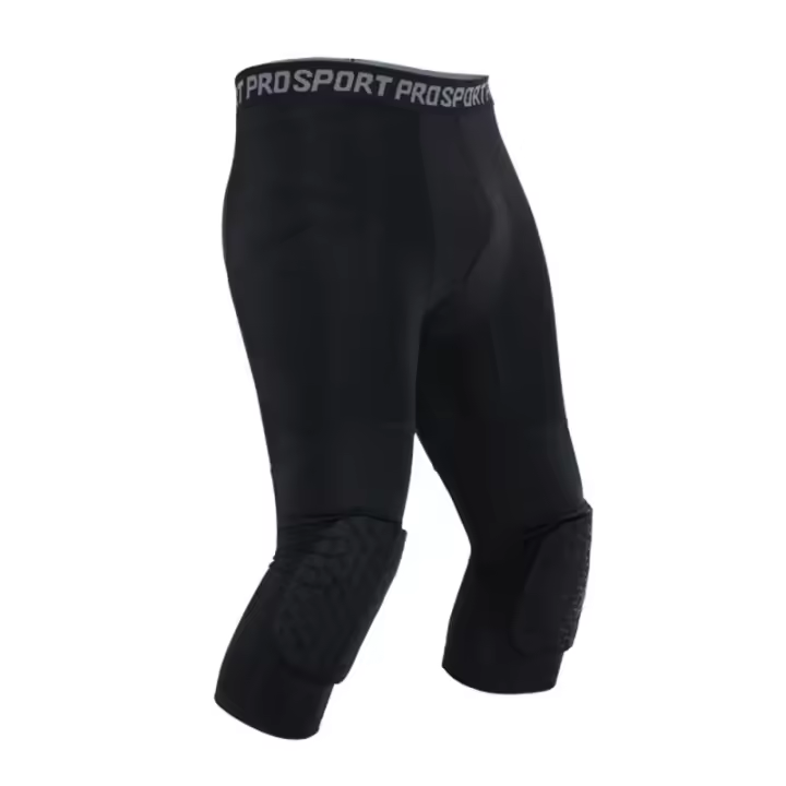 Pantalones Deportivos Con Protección 3/4 Tallas Para Hombres Leggings De Compresión Con Protetor De Rodilla Para Baloncesto Y Correr - 1