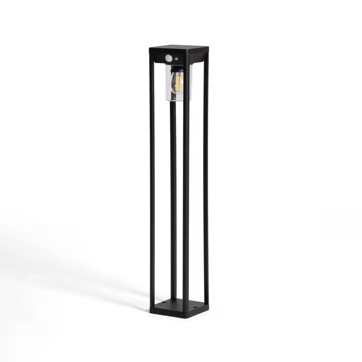 Ledkia Baliza de Pie Exterior Solar LED 2W 60cm Aluminio con Sensor de Movimiento Devah Negro - 1